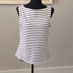 Cyrus Navy and White Striped Tank Top
